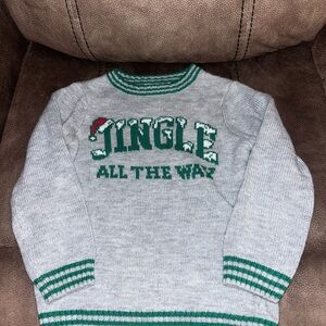 Holiday Time Gray and Green Kids Sweater